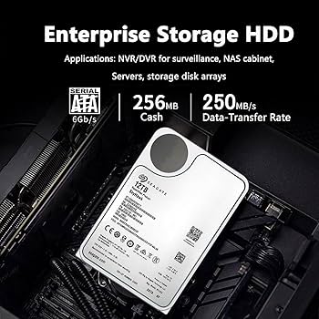 外付けハードディスク・ドライブ Seagate SkyHawk 12TB HDD Seagate SkyHawk AI ST12000VE003 - hard drive - 12 TB - SATA